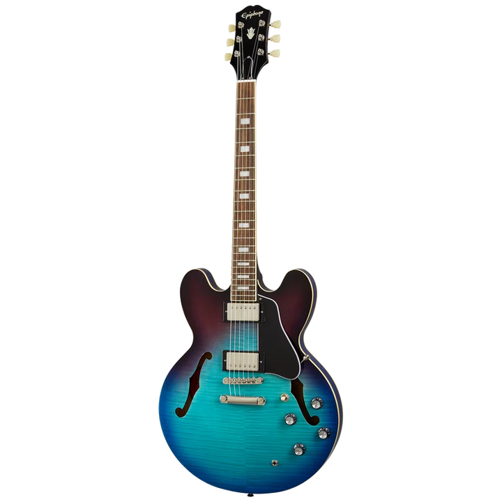 Epiphone ES-335 Figured Semi-Hollow Electric Guitar - Blueberry Burst — front angle