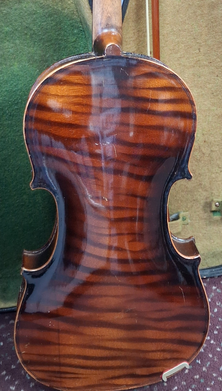 Used German Made Copy of a Strad Full Size Violin - With Case and Bow — Three quarter back 2