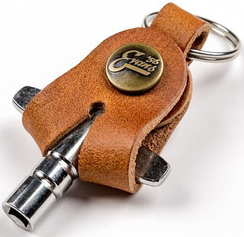 Evans EVP62 Drum Key With Leather Pouch - Tan — front angle