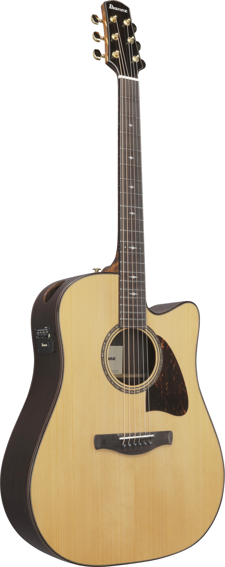 Ibanez AAD381CENT Advanced Acoustic Series Acoustic Guitar - Natural High Gloss — front angle