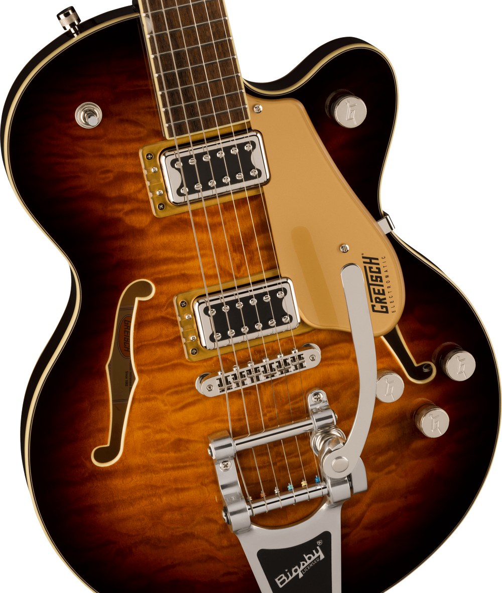 Gretsch G5655T-QM Electromatic Center Block Jr. Quilt Semi-Hollowbody Electric Guitar - Sweet Tea — front angle
