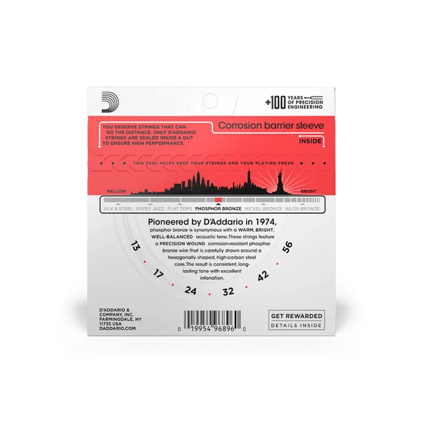 D'Addario EJ24 Phosphor Bronze DADGAD Tuning Acoustic Guitar Strings - True Medium — back view