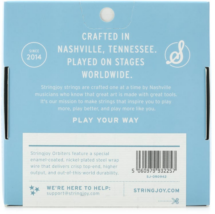 Stringjoy SJ-OR0942 Balanced Coated Nickel Wound Electric Guitar Strings - Super Light — back view