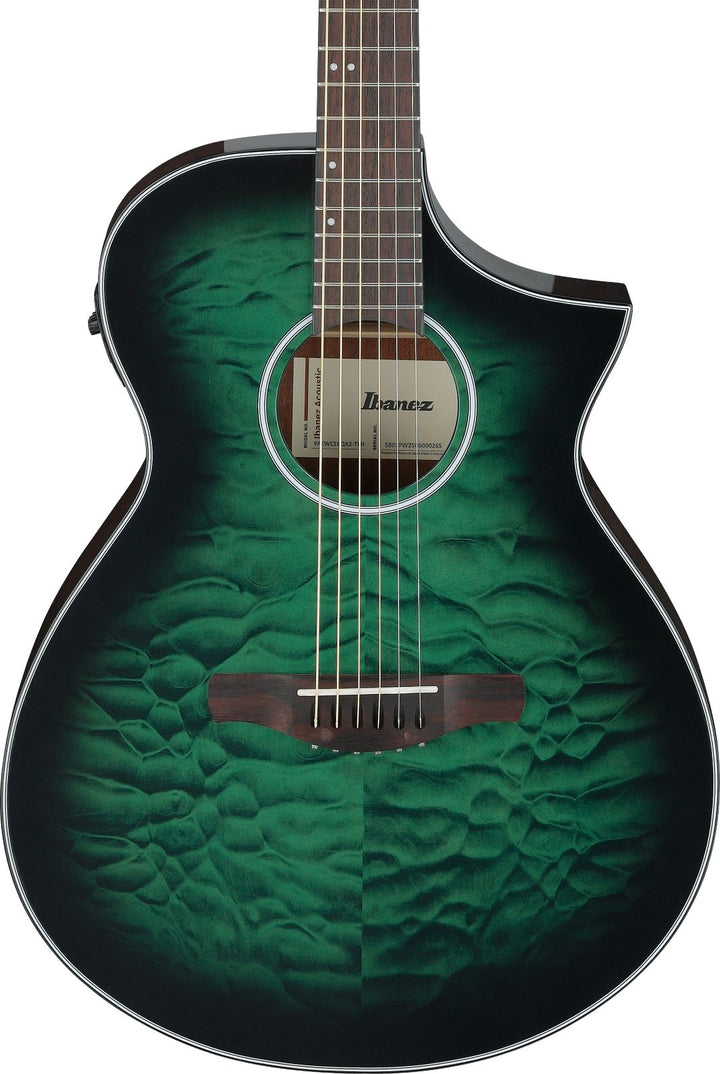 Ibanez AEWC16QATEH Acoustic Electric Guitar Transparent Emerald Burst