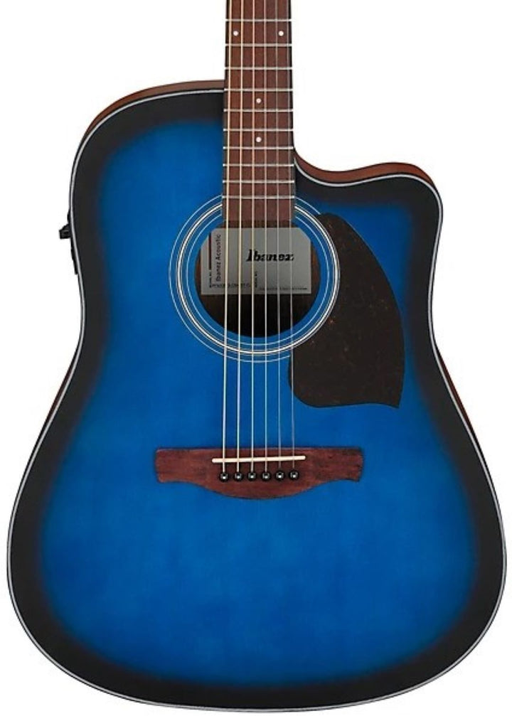 Ibanez PF50CEOBH Acoustic Electric Guitar - Open Pore Transparent Blue Sunburst