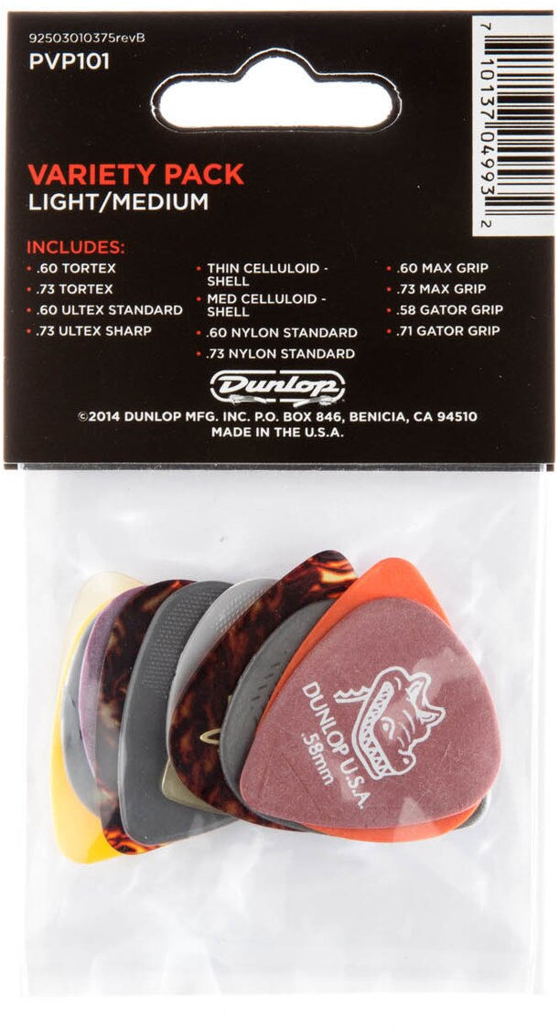 Dunlop PVP01 Guitar Pick Variety Pack Light/Medium