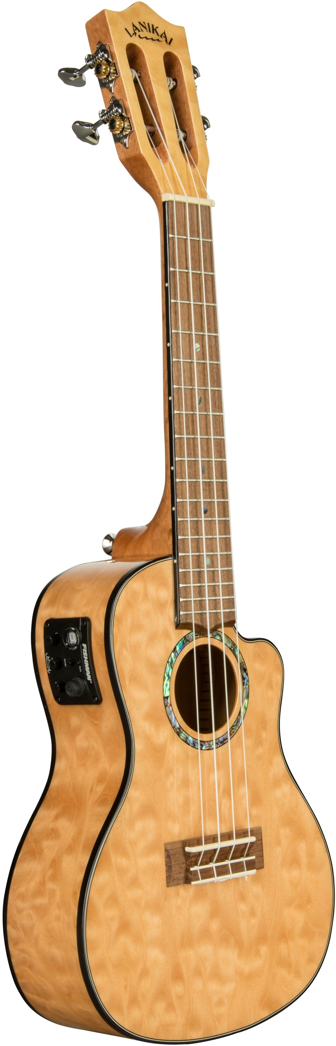 Lanikai QM-NACEC Quilted Maple Acoustic-Electric Concert Ukulele with Foam Case