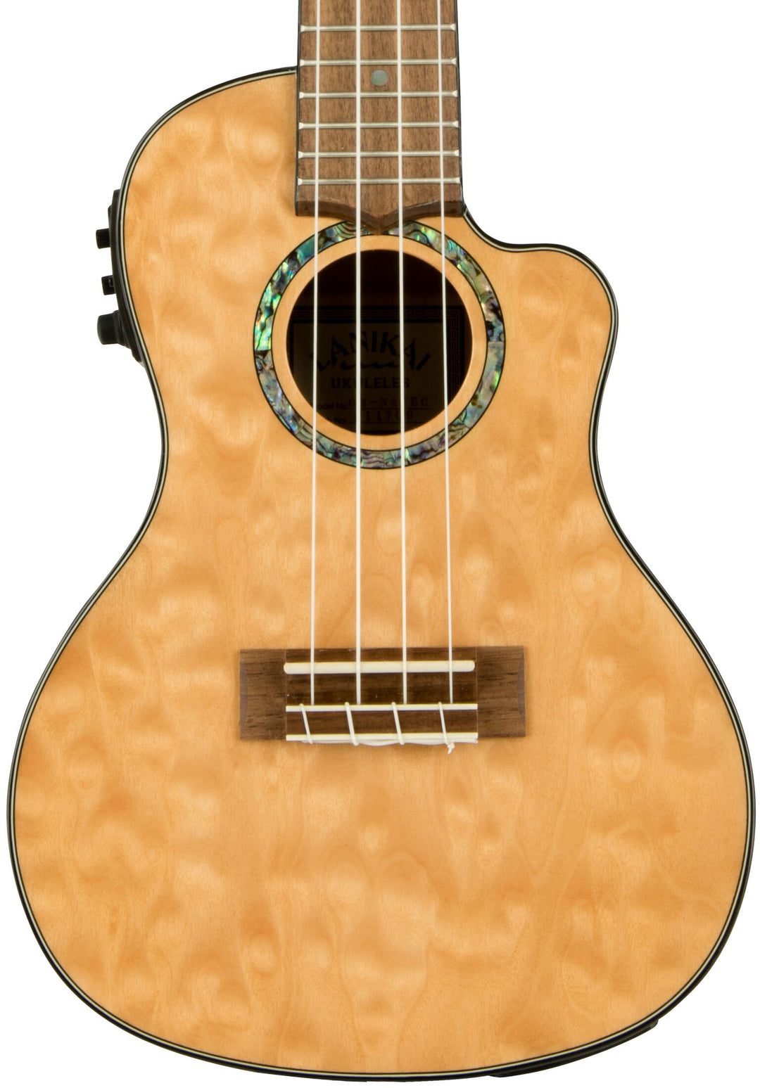Lanikai QM-NACEC Quilted Maple Acoustic-Electric Concert Ukulele with Foam Case