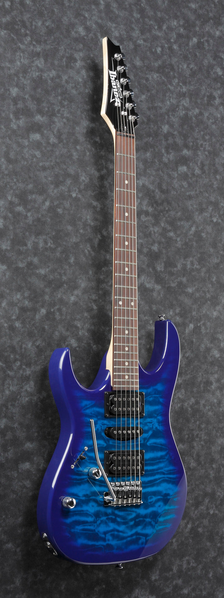 Ibanez GRX70QALTBB Left-Hand Electric Guitar with Quilted Ash Top (Transparent Blue Burst)
