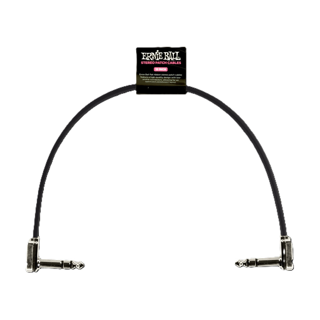 Ernie Ball 12\" Flat Ribbon Stereo Patch Cable - Black