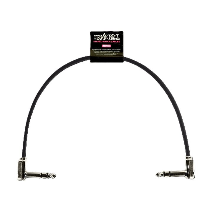Ernie Ball 12\" Flat Ribbon Stereo Patch Cable - Black