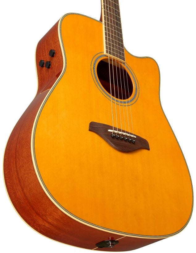 Yamaha FGC-TA TransAcoustic Dreadnought Acoustic-Electric Guitar - Vintage Tint 4