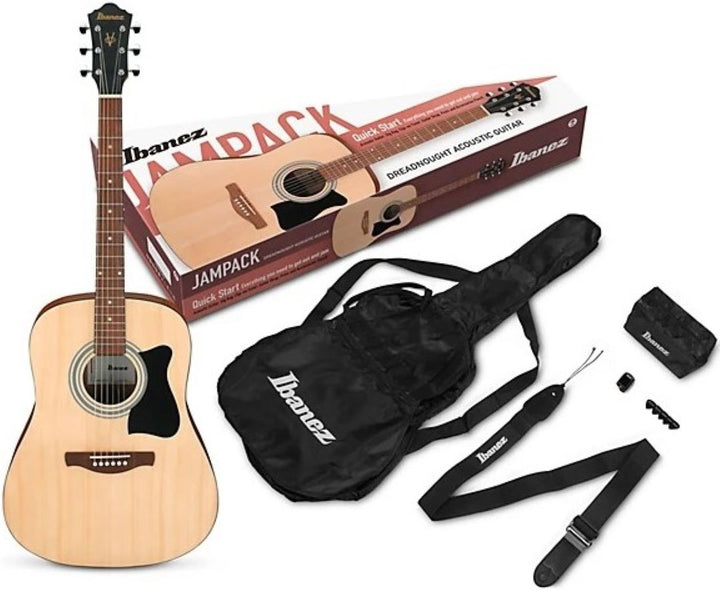 Ibanez IJV50OPN Acoustic Guitar Package with Accessories - Open Pore Natural