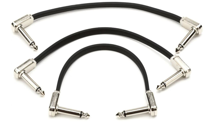 Ernie Ball P06221 6" Flat Ribbon Patch Cable 3-Pack - (Black)