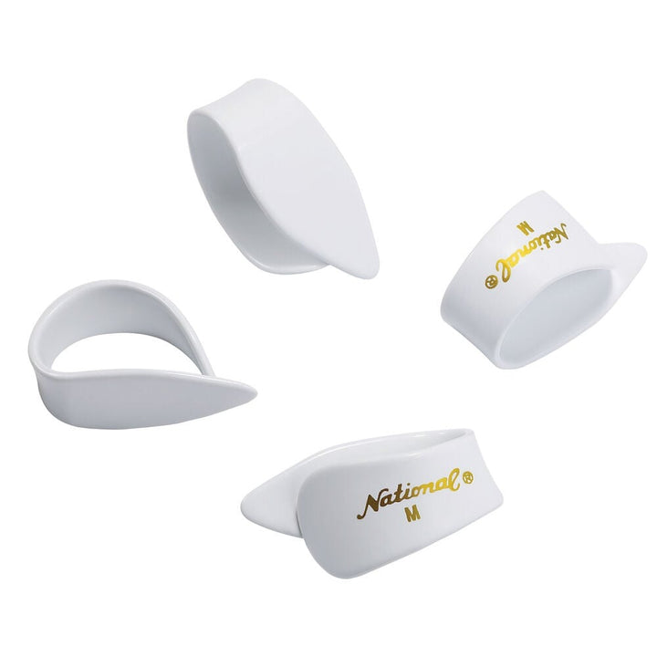 National NP7W-04 Medium Celluloid Thumb Picks - White (4 Pack)