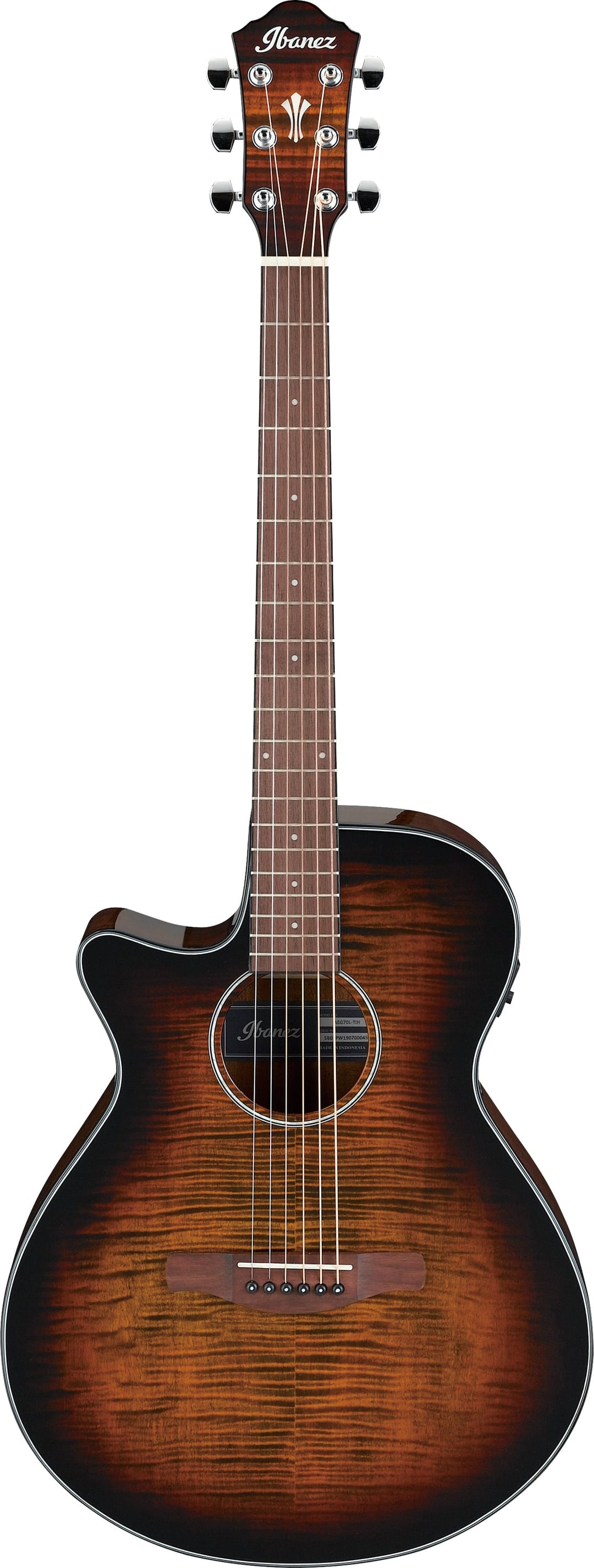 Ibanez AEG70LTIH Acoustic-Electric Guitar Left-Handed (Tiger Burst) 2
