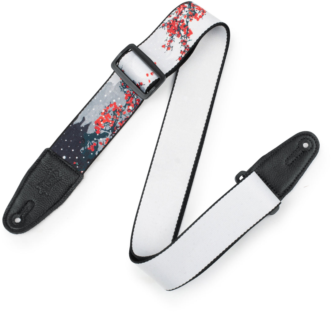 Levy MPD2-116 2-Inch Wide Polyester Guitar Strap (Cherry Blossoms & Snow)
