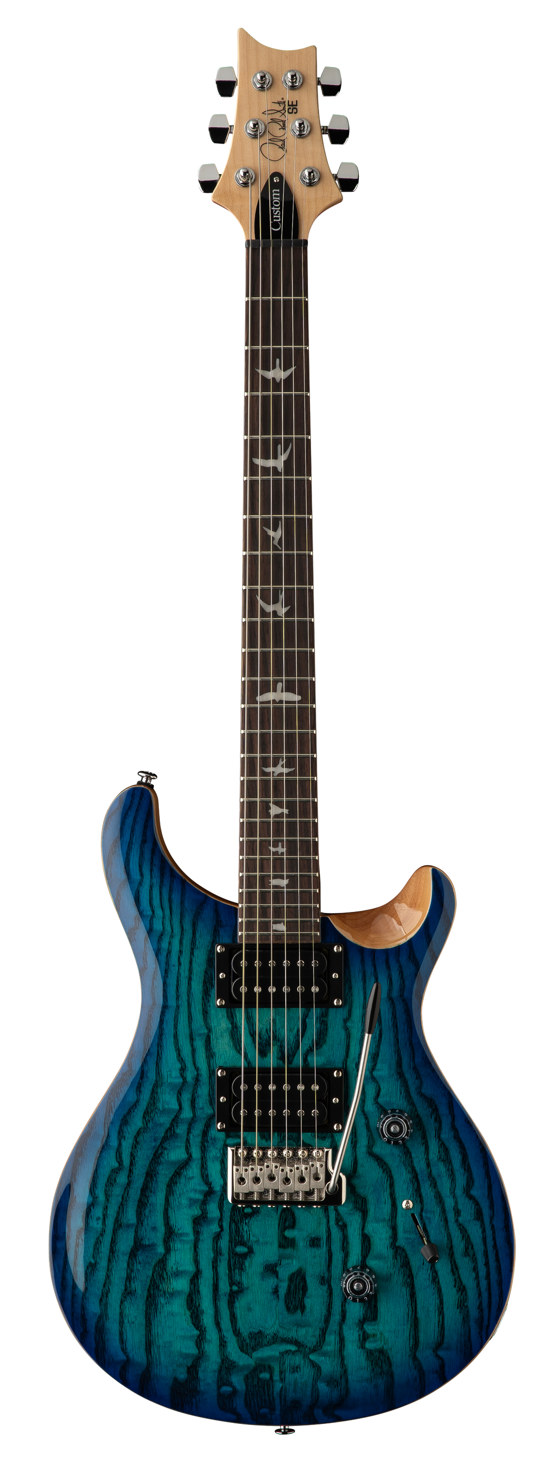 PRS 'Limited Edition' SE Custom 24 Burled Ash Electric Guitar - Lake Blue With Natural Back 6