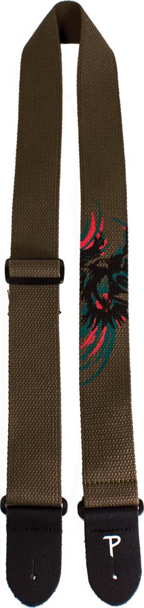 Perri's CWSSP-7041 2″ Eagle Screen Printed Cotton Strap with Leather Ends