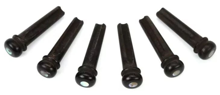 Taylor Bridge Pins Ebony (With Abalone) - 6 pack