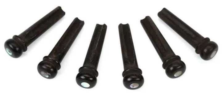 Taylor Bridge Pins Ebony (With Abalone) - 6 pack