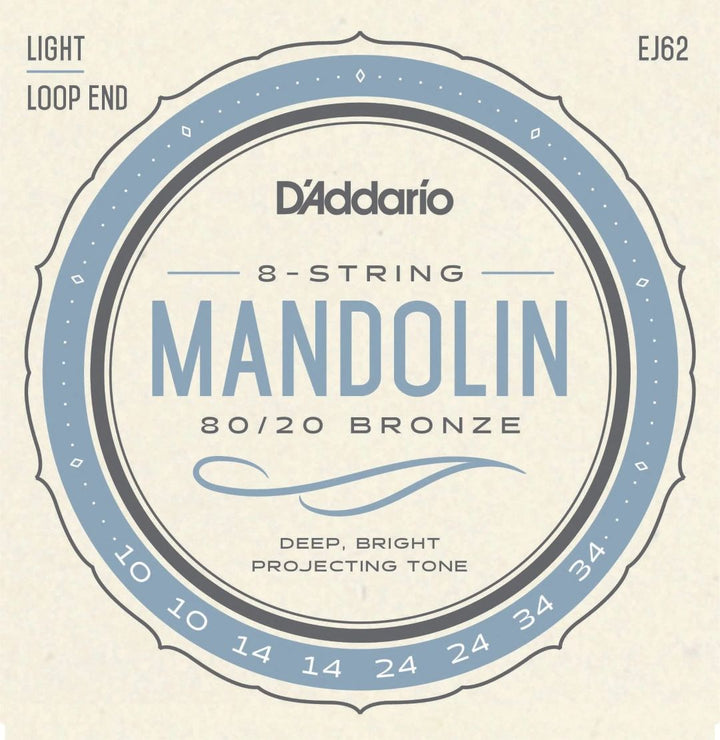 D'Addario EJ62 80/20 Bronze 10-34 Mandolin Strings - Light