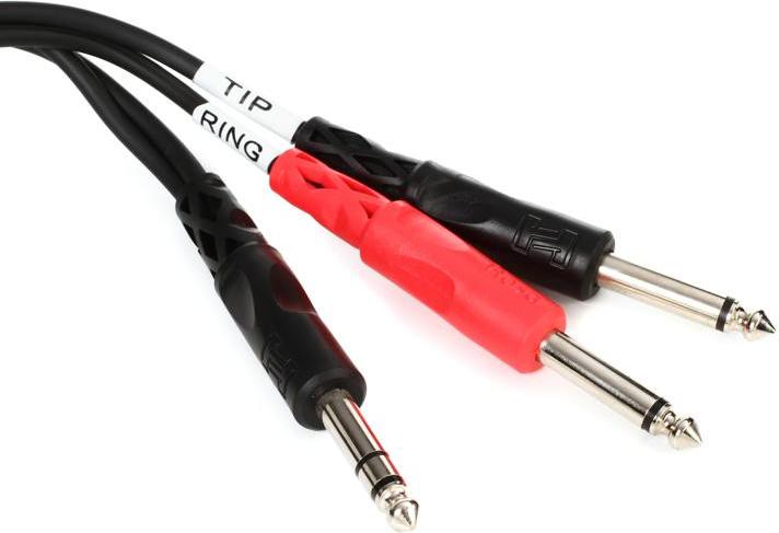 Hosa STP202 1/4" (Male Stereo) - (2) 1/4" (Male Mono) Cable 6'
