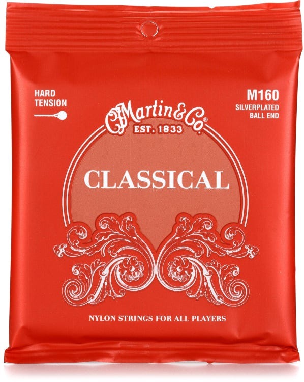 Martin M160 Classical Silver-Plated Ball End Nylon Strings - Hard Tension