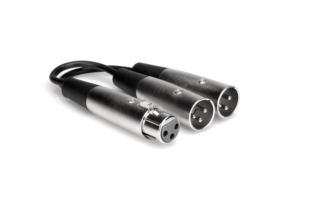 Hosa YXM121 6 inch XLR Female to Dual XLR Male Adapter