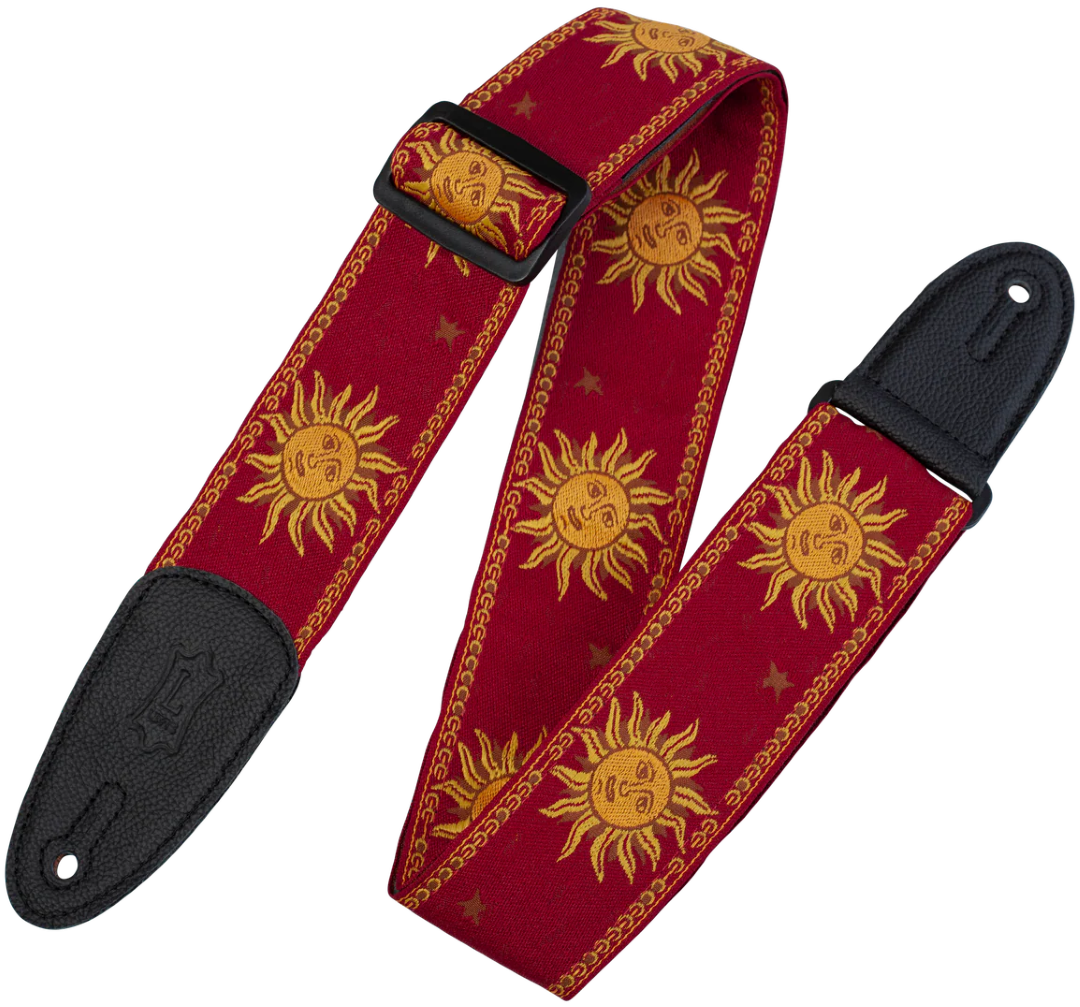 Levys MPJG-SUN-RED 2\" Wide Jacquard Guitar Strap - Red