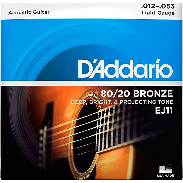 D'Addario EJ11 80/20 Bronze 12-53 Acoustic Guitar Strings - Light