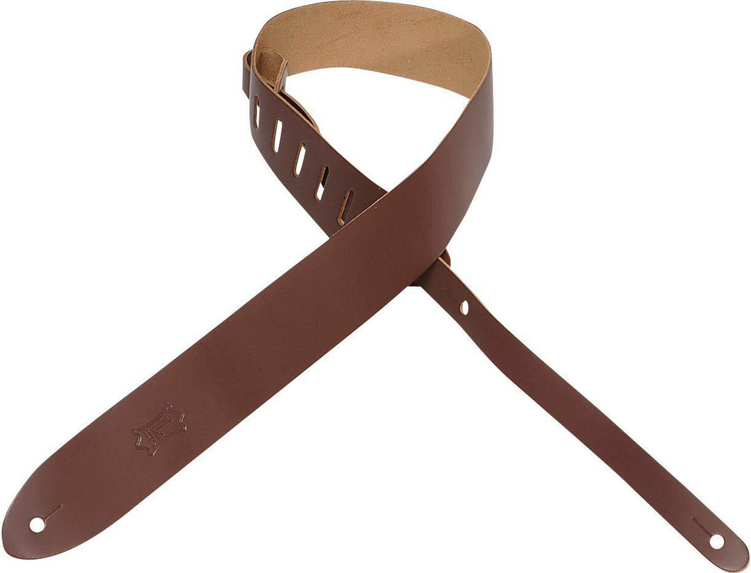 Levy M12-BRN 2\" Wide Brown Genuine Leather Guitar Strap