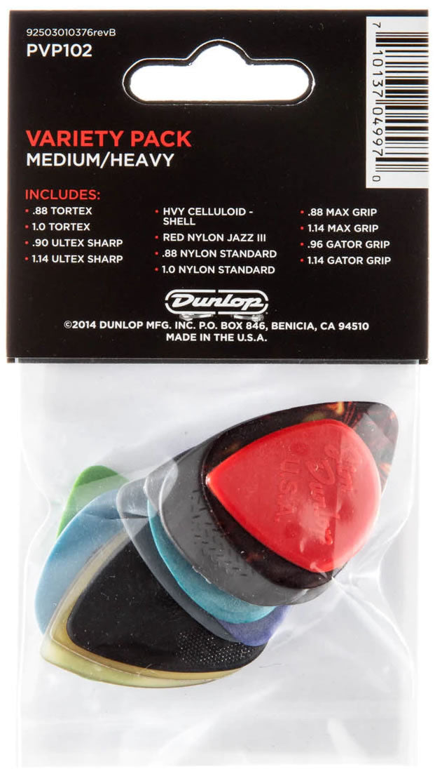 Dunlop PVP102 Variety Pick 12 Pack Medium/Heavy