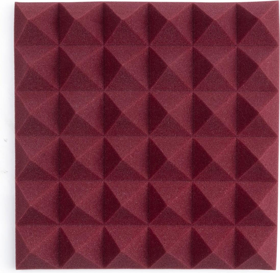 Gator Acoustic Foam Pyramid Panels 2" 12x12 Burgundy 8-pack (GFW-ACPNL1212PBDY-8PK)