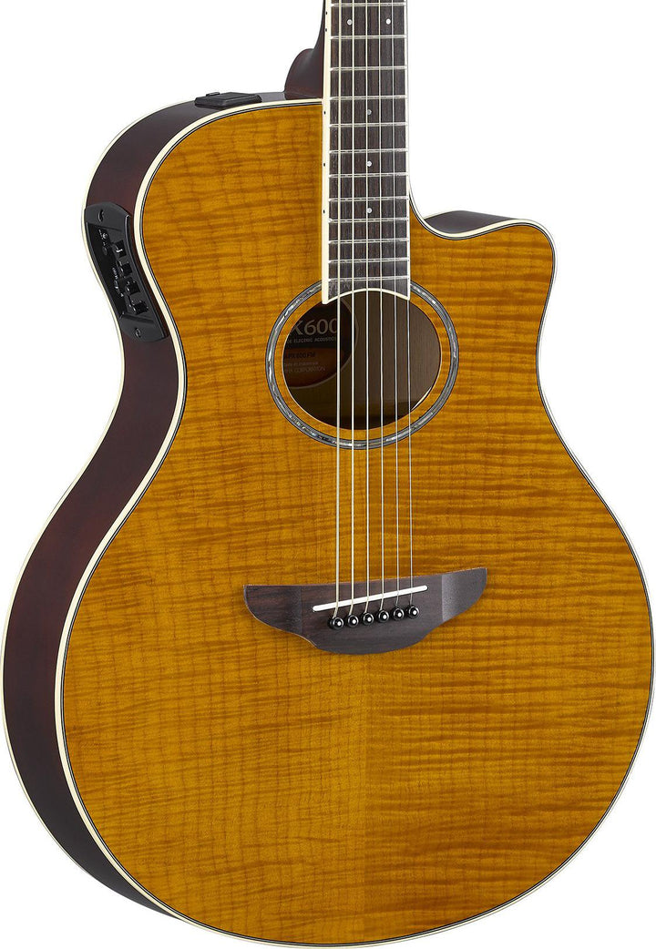 Yamaha APX600FM Thinline Acoustic Electric Guitar - Flame Maple Amber
