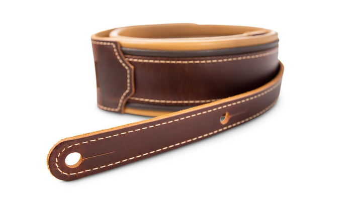 Taylor Ascension 3\" Cordovan Leather Guitar Strap - Black/Butterscotch 4