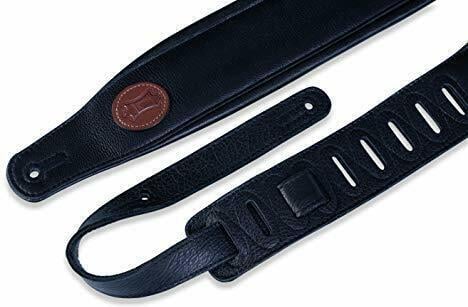 Levy MSS2-BLK 3″ Wide Black Garment Leather Guitar Strap 2