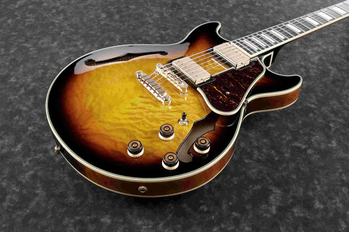 Ibanez AM93QMAYS Artcore Expressionist Electric Guitar (Antique Yellow Sunburst)
