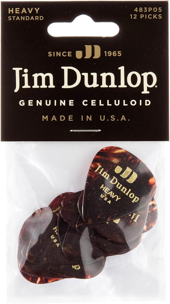 Dunlop Tortoise Shell Celluloid Picks - 12 Pack (Heavy)