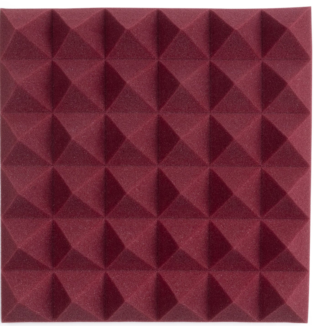 Gator GFW-ACPNL1212PBDY-4PK Four (4) Pack of 2\" Thick Acoustic Foam Pyramid Panels 12x12 Burgundy 3