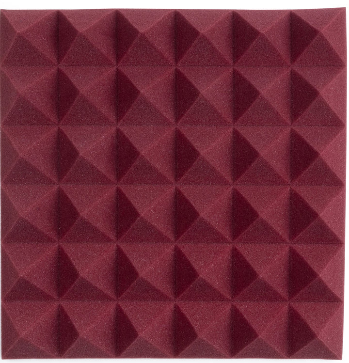 Gator GFW-ACPNL1212PBDY-4PK Four (4) Pack of 2\" Thick Acoustic Foam Pyramid Panels 12x12 Burgundy 3