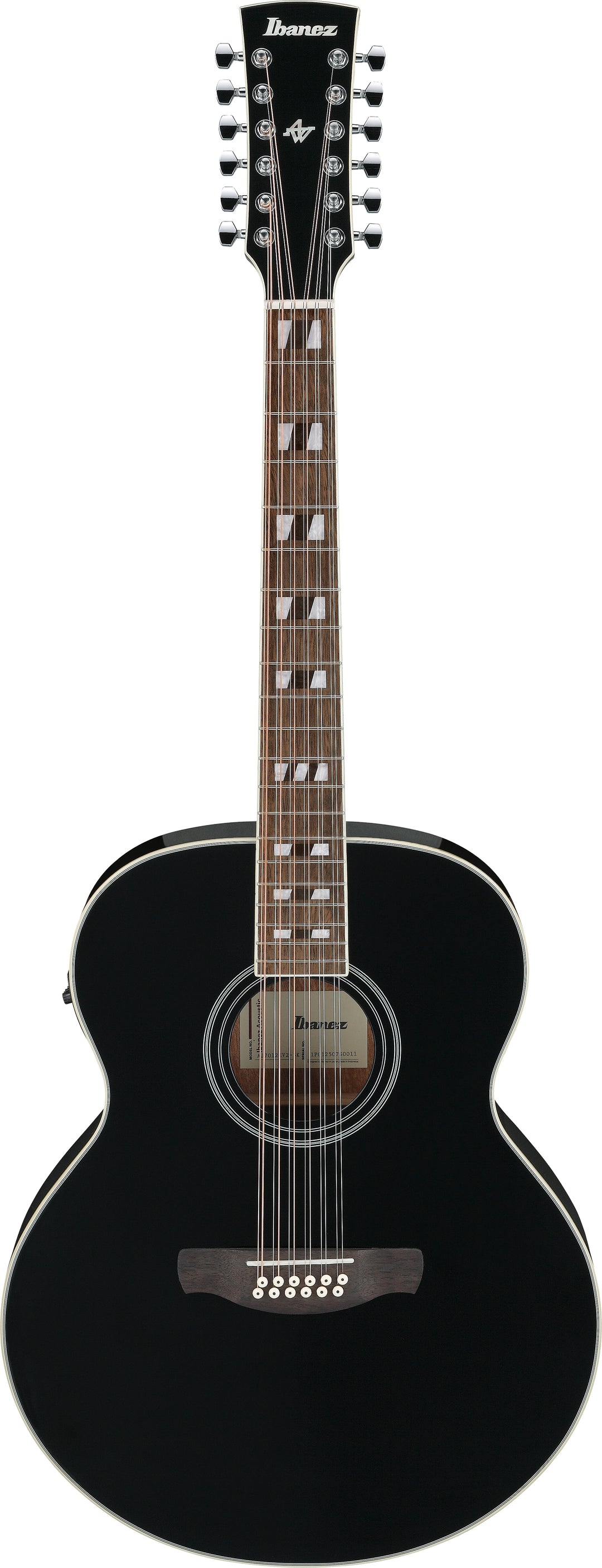 Ibanez AJ7012M1EBK 12-String Acoustic Electric Guitar - Black High Gloss