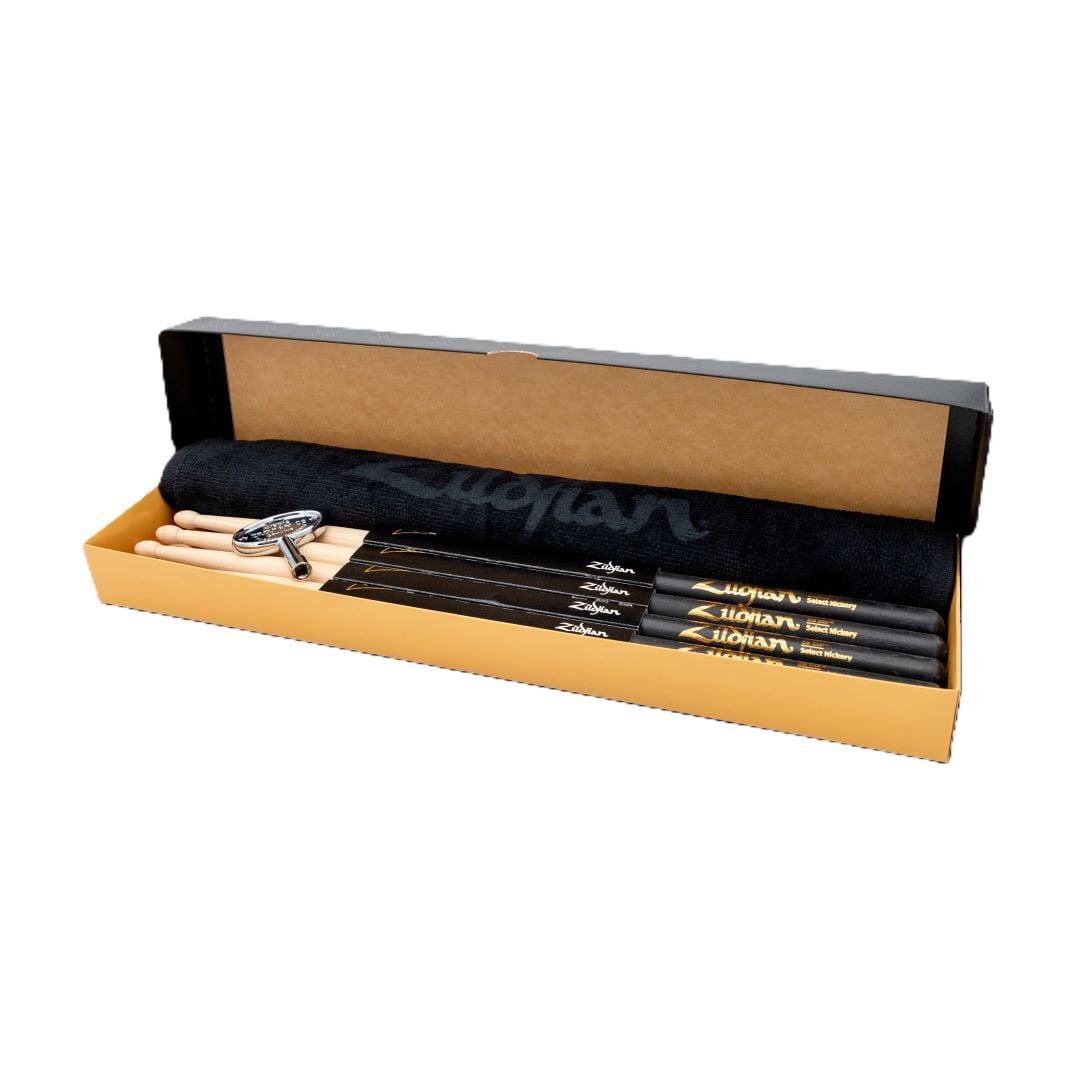 Zildjian Drumsticks 5B Dip (4 pair) - With Free Towel and Drumkey 4