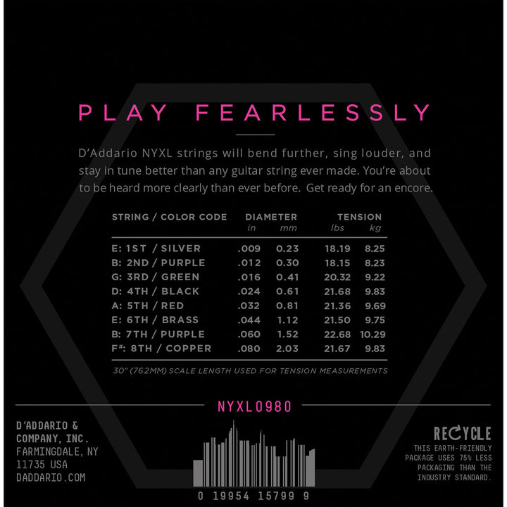 D'Addario NYXL0980 8 string set