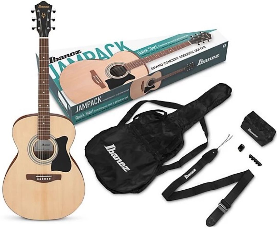 Ibanez IJVC50OPN Concert Acoustic Guitar Package with Accessories - Open Pore Natural