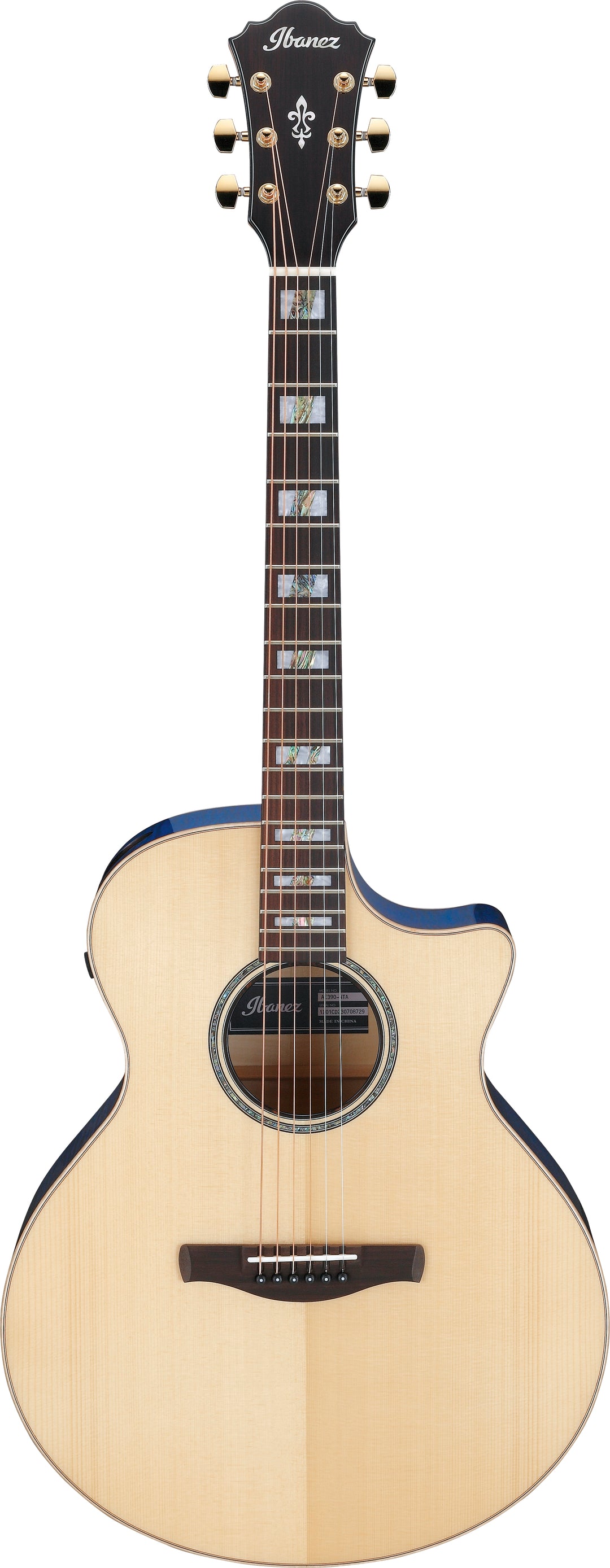 Ibanez AE390NTA Grand Auditorium  Acoustic Electric Guitar - Natural &  Aqua Blue