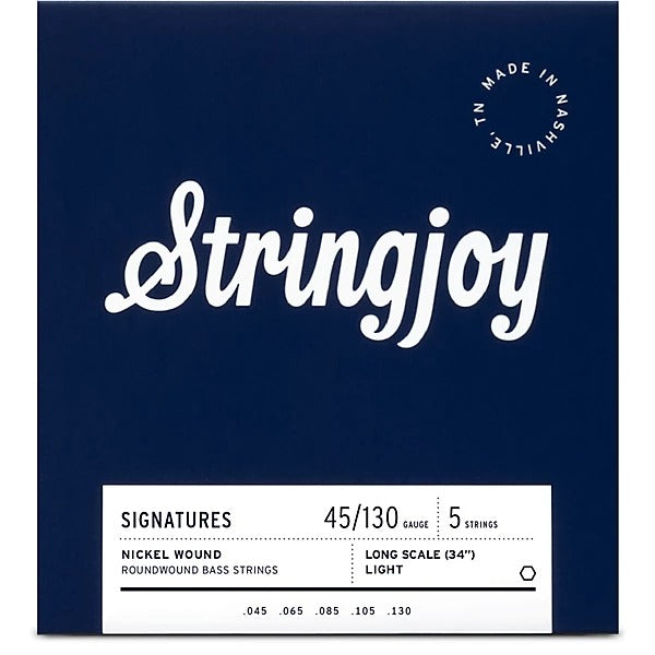 Stringjoy SJ-BA45130LS (45-130) 5 String Long Scale Nickel Wound Bass Guitar Strings - Light