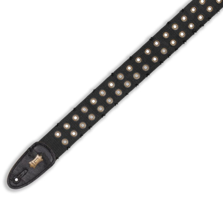 Levys 2\" Tear Wear Cotton Guitar Strap With Brass Eyelets & Tri-glide Adjustment (Black) 3