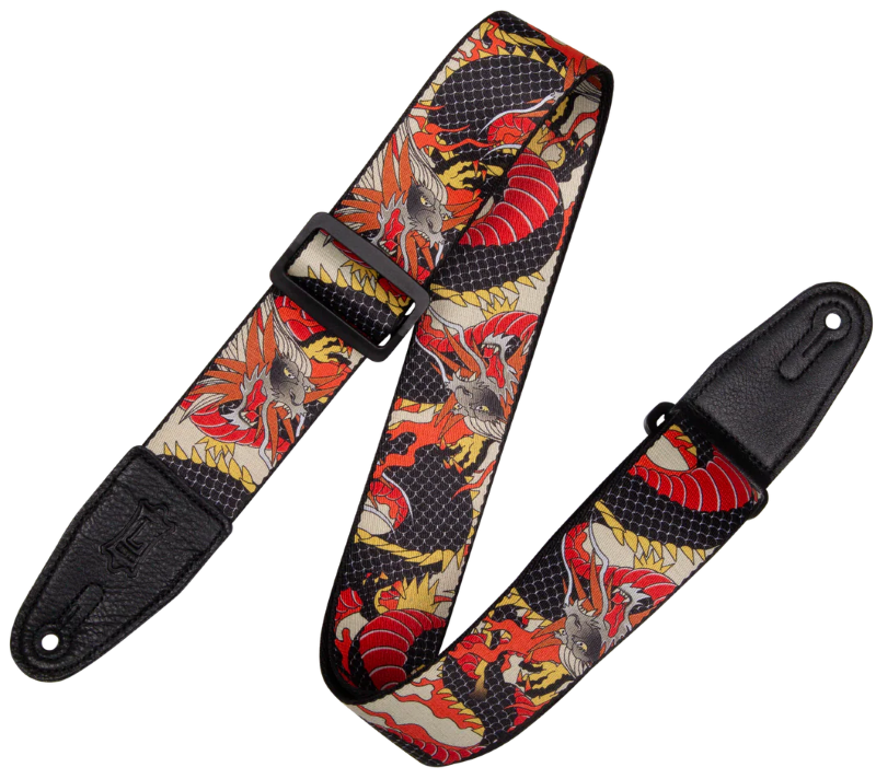 Levys MPD2-123 Polyester Guitar Strap - Traditional Red Dragon