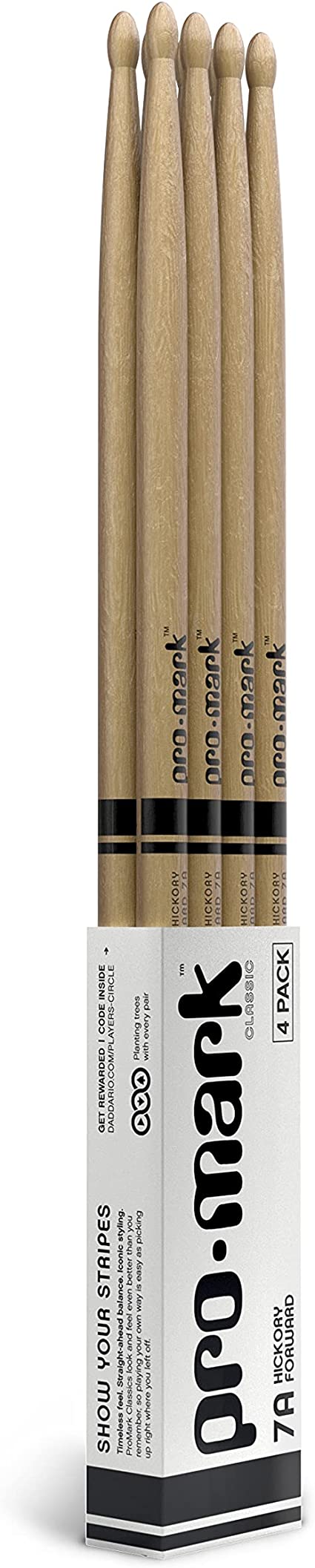Promark TX7AW-4P Forward 7A Hickory (Wood Tip) - 4 Pack